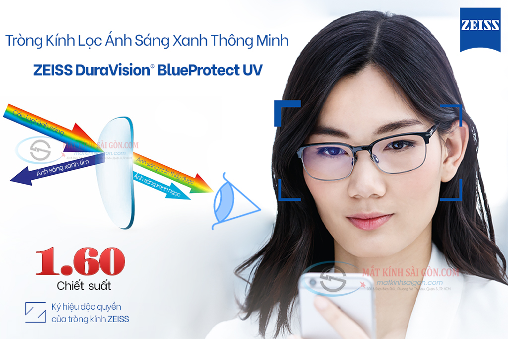 Tròng Kính 1.60 ZEISS DuraVision BlueProtect UV